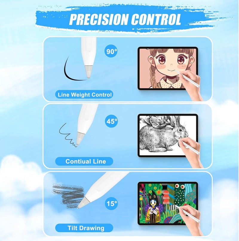 REEYEAR Upgraded iPad Pen Tips fit for Apple Pencil Pro/2nd /1st /USB-C Generation iPad Pro Air Mini Pencil,0.78mm No Wear Out Metal Fine Point Accurate Increasing Pencil Nibs, Write Like A Real Pen,White - Image 3